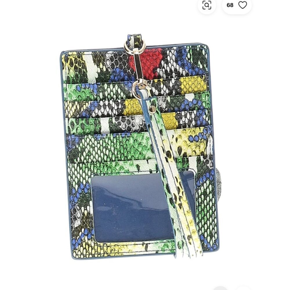 14th & UNION Card Holder, Lanyard, Wristlet Vibrant Snake Skin - NWT